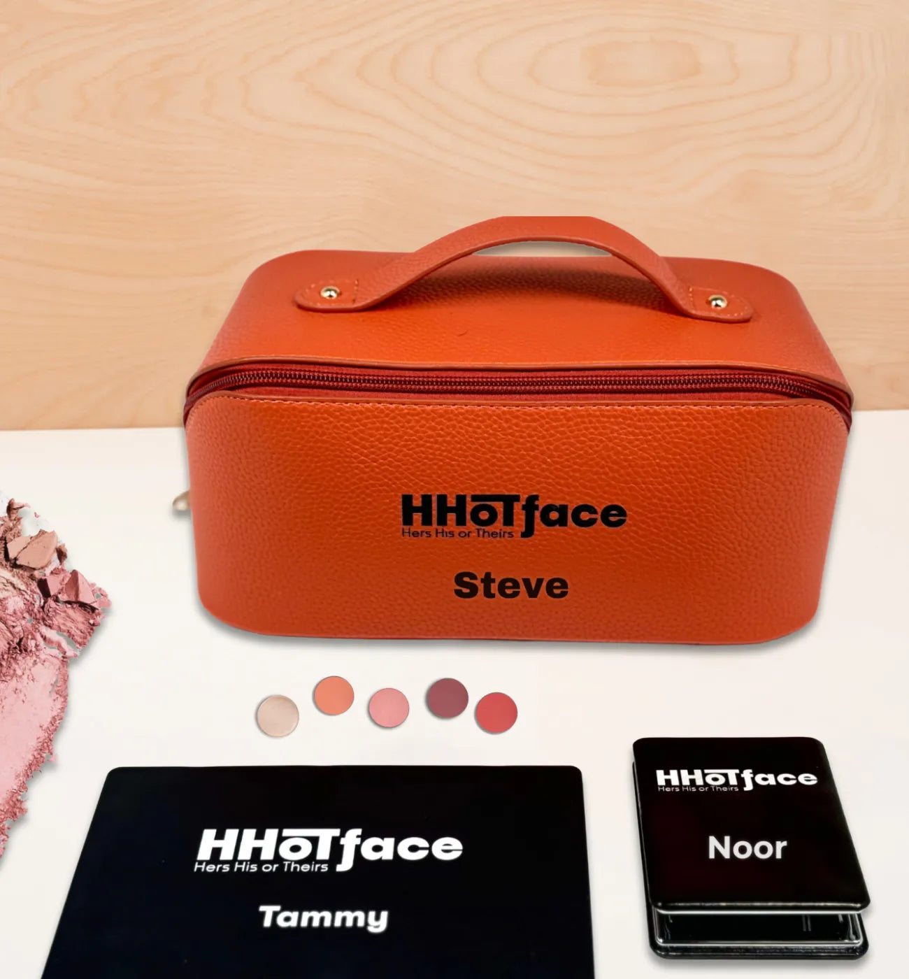 Personalizable products on table