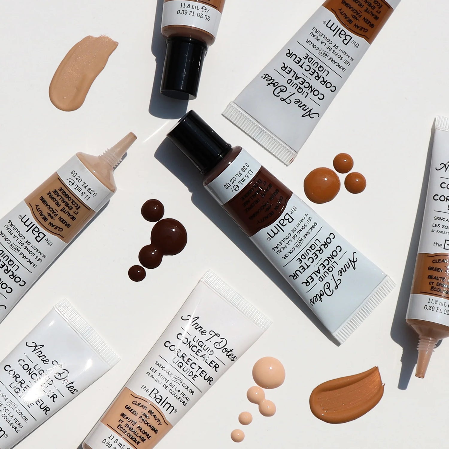 concealer samples on table