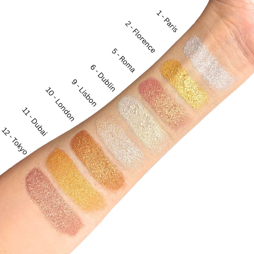 Shimmering loose eyeshadow swatch